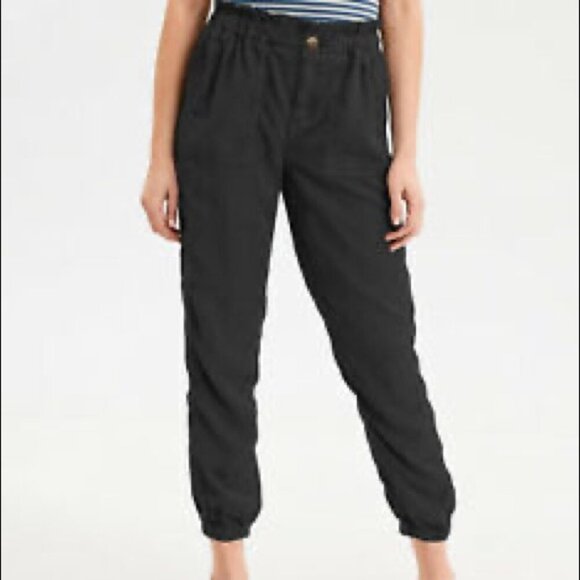 American Eagle Outfitters black high rise paper bag pant black small - Picture 1 of 10